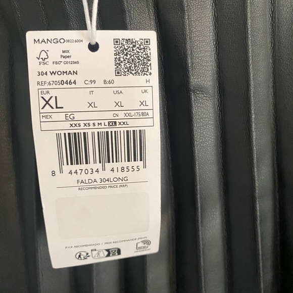 Mango Faux Leather Pleated Midi Skirt NWT - Picture 3 of 5